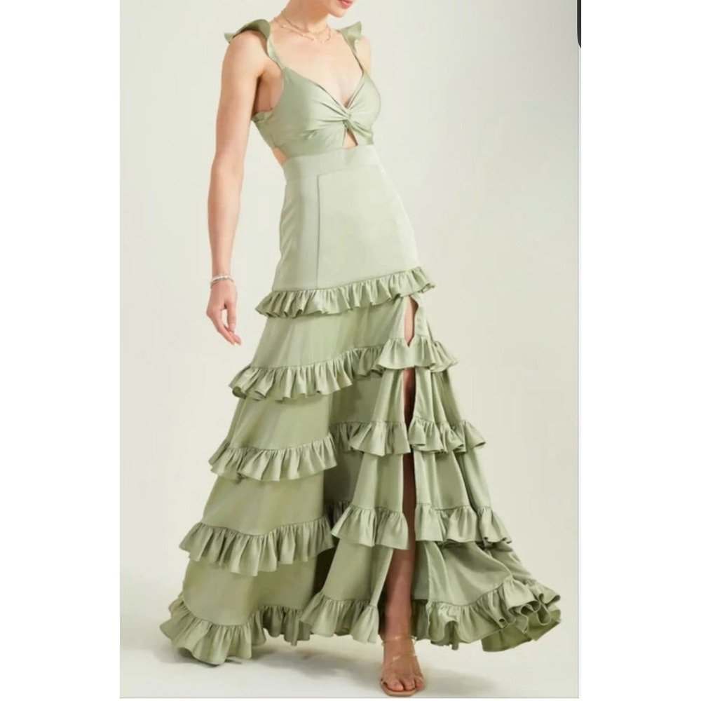 ALTAR'D STATE‎ Alana Marie Maxi Dress Women's Size Large Ruffles Cut Out Back